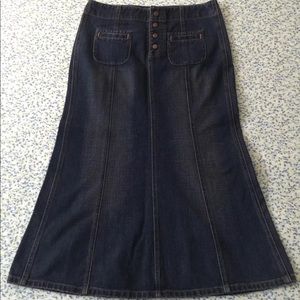 Y2K Fit Flare Modest Denim Skirt Snap Fly